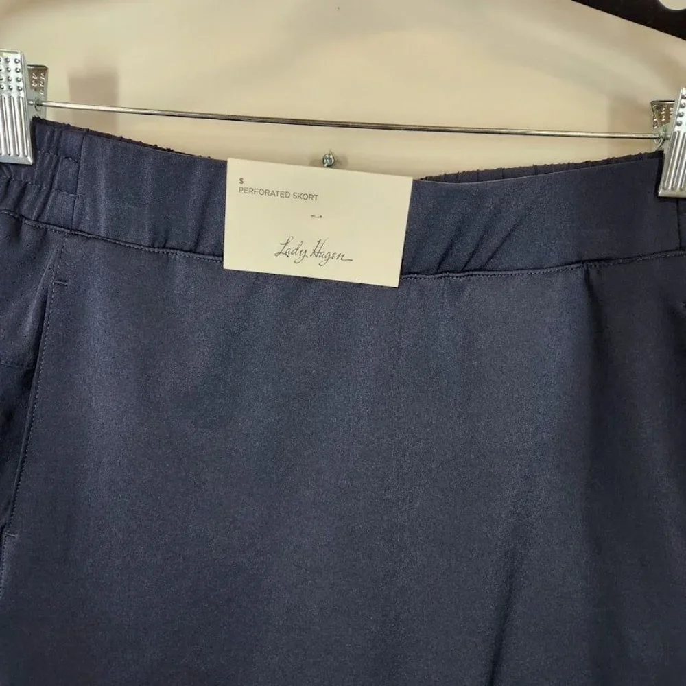 Lady Hagen Women's 16” Perforated Golf Skort in Dark Navy - Size Small‎